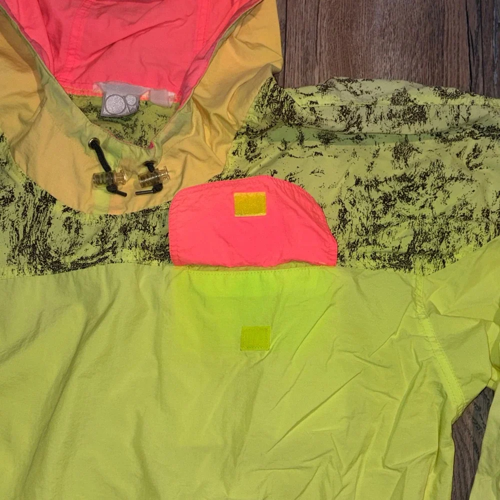 Vintage Ocean Pacific OP Neon Yellow Orange Windbreaker Anorak Pullover Mens L